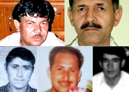 Clockwise from top:  Muzafar Ali Safarali, Mohammad Ali Ayubi, Baquer Husani, Mohammed Amini Zamen and Awaz Nader.